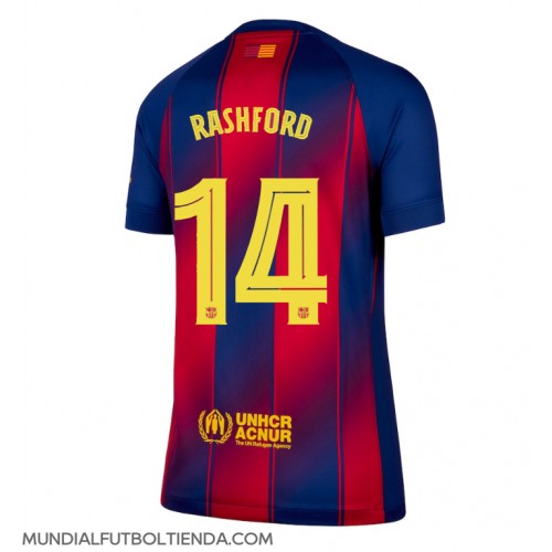 Camiseta Barcelona Marcus Rashford #14 Primera Equipación Replica 2025-26 para mujer mangas cortas